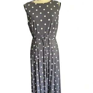 Anne Klein Polka Dot Fitted Midi Dress - Gray